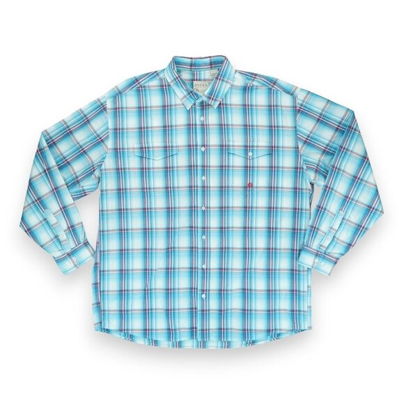 ROPER Men's Shirt Size 2XL Wear The West Plaid Blue Plaid Blue Button Down - Picture 1 of 6